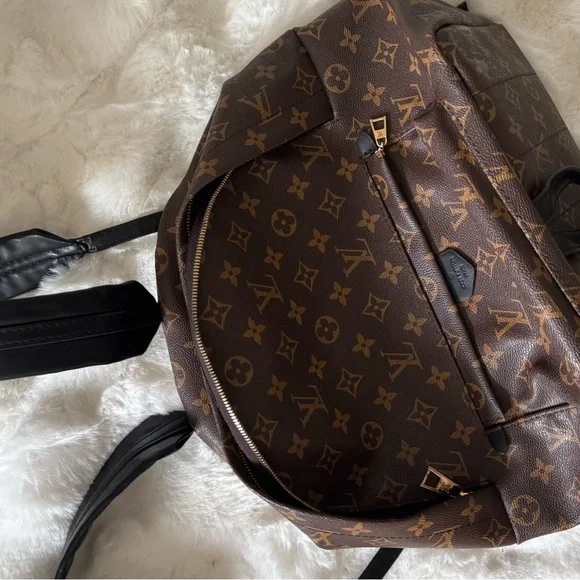 Louis Vuitton Brown Monogram Canvas Tote with Black Straps - Picture 10 of 10